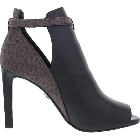 NWT Michael Kors Women's Lawson High-Heel Buckled Open Toe,Black/Brown-Size 5 - Picture 2 of 3